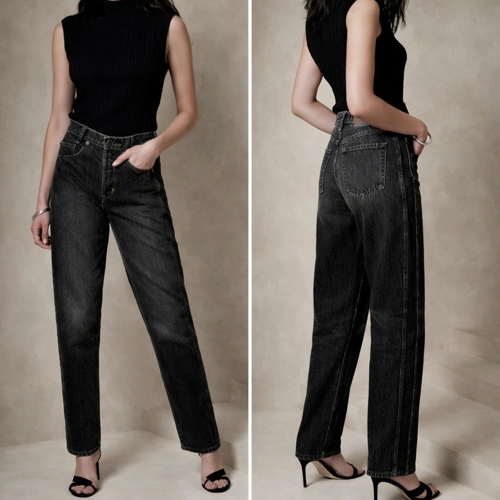 Banana Republic NEW Ranger Washed Black Straight Leg Jeans Womens SZ 33 Western
